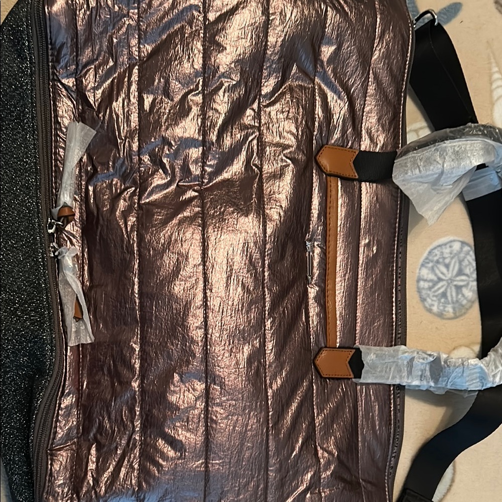 Metallic Tote Bag with Black Accents